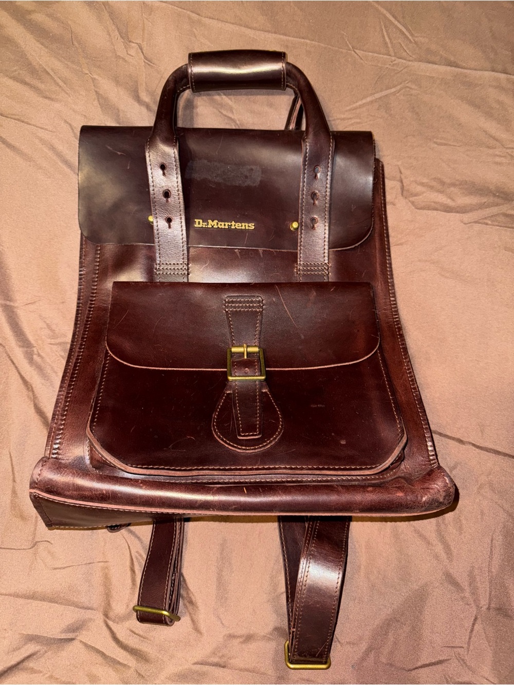 Dr. Martens Brown Leather Backpack - Classic Men's Bag